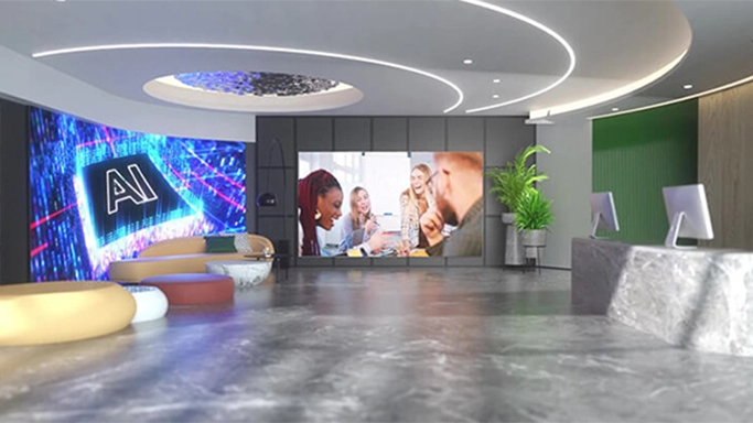 Digital signage video wall display by Absen