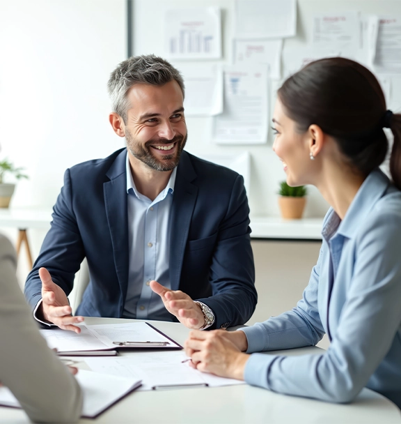 Business man consulting with a client