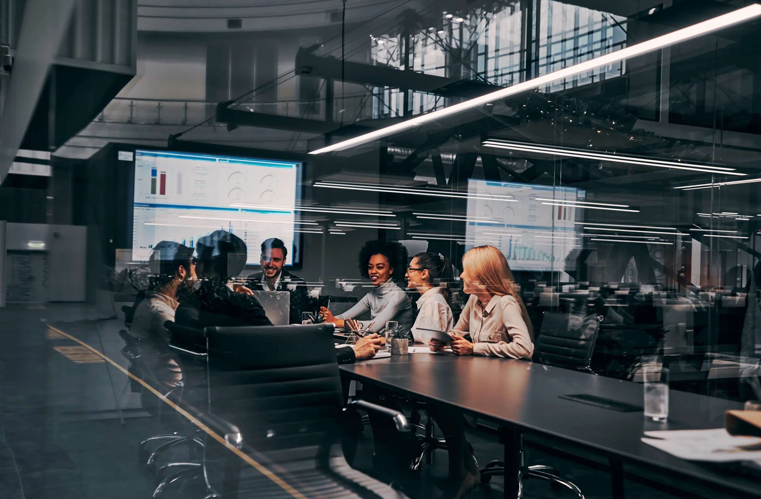 Business team gathered in a conference room for a working session