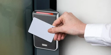 HID card reader on a door